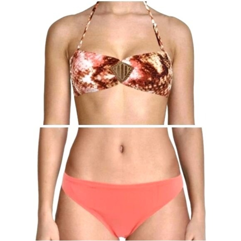 Radio Fiji Women Mermaid Coastal Bikini Set S Coral Snakeskin Retro Swimsuit NEW